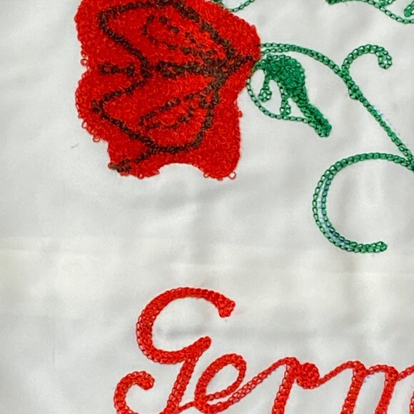 Embroidered Pillow Cover  With Roses "To My Dear Mother" Germany Design - Picture 6 of 11